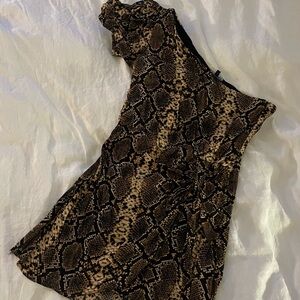 Olivaceous Black and Tan Snake Print Dress
